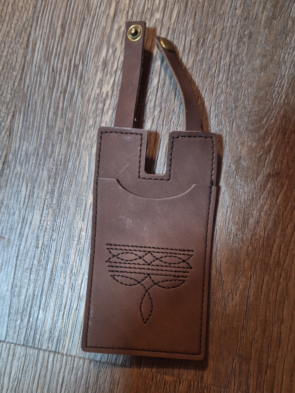 Brown Leather Men’s Vertical Card Holder with Strap
